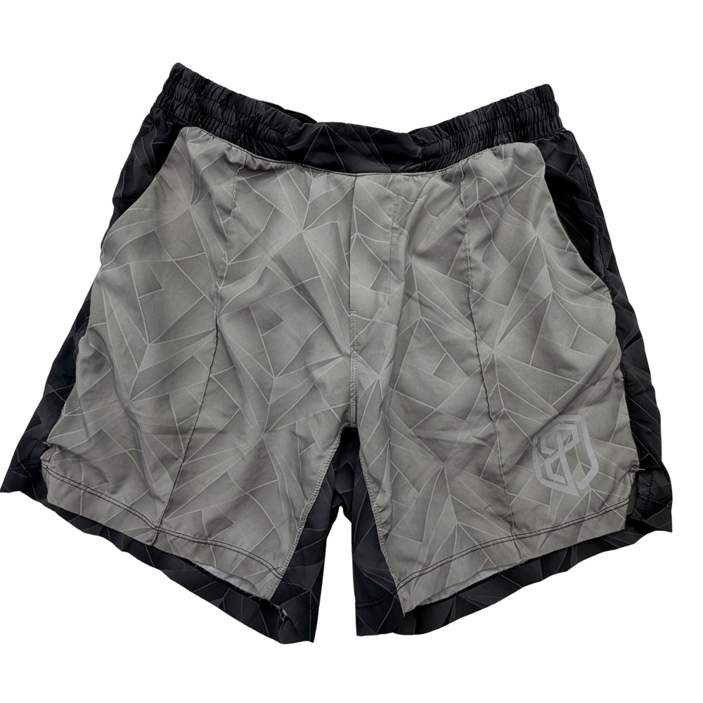 Born Primitive Athletic Shorts Small Grey Geometric Shard Print Performance Gym - Picture 1 of 11